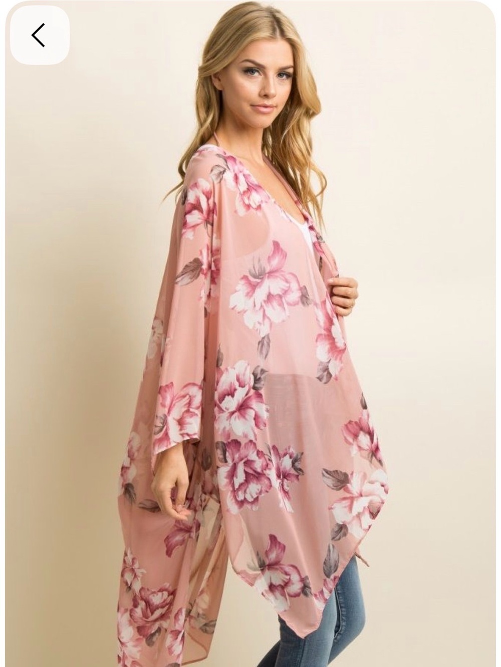 Pinkblush Pink Floral Sheer Kimono